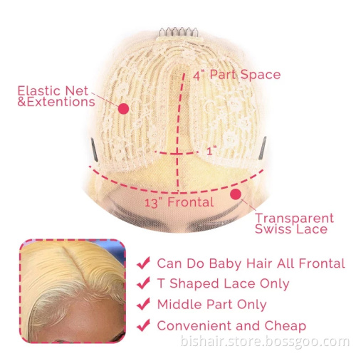 Wholesale Raw Brazilian Virgin Hair HD Lace Frontal Wig Short Bob Wig T Part  Lace Frontal 613 Bob  Human Hair Wig